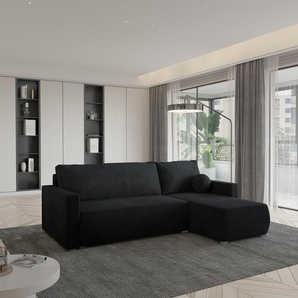 Masseno Ecksofa SORGE mit Schlaffunktion L-Form, Sofa mit Bettkasten, Wohnzimmersofa, Couch, Soffa, Bettsofa, Couchgarnitur- Schwarz, POSO 135 + KRONOS 07 SORGE POSO 135 + KRONOS 07