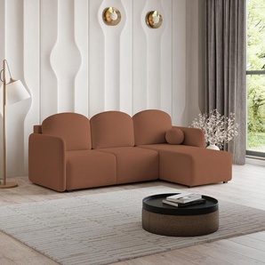 Masseno Ecksofa SUVINO mit Schlaffunktion L-Form, Sofa mit Bettkasten, Wohnzimmersofa, Couch, Soffa, Bettsofa, Couchgarnitur- Orange, QUELLE 54 SUVINO QUELLE 54