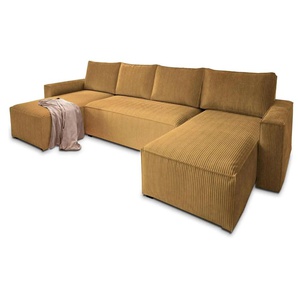 MASSENO Wohnlandschaft mit Schlaffunktion Aspra - gelb - Materialmix - 295 cm - 85 cm | Möbel Kraft