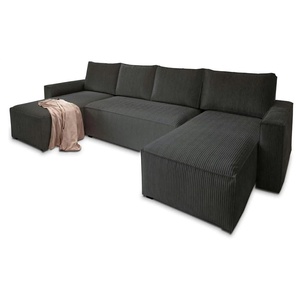 MASSENO Wohnlandschaft mit Schlaffunktion Aspra - schwarz - Materialmix - 295 cm - 85 cm | Möbel Kraft