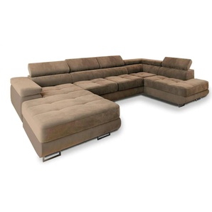 MASSENO Wohnlandschaft mit Schlaffunktion Casone ¦ beige ¦ Maße (cm): B: 345 H: 90