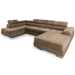 MASSENO Wohnlandschaft mit Schlaffunktion Casone ¦ beige ¦ Maße (cm): B: 345 H: 90