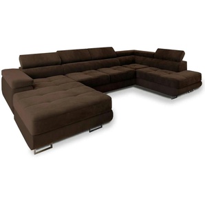MASSENO Wohnlandschaft mit Schlaffunktion Casone ¦ braun ¦ Maße (cm): B: 345 H: 90