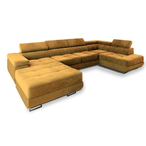 MASSENO Wohnlandschaft mit Schlaffunktion Casone ¦ gelb ¦ Maße (cm): B: 345 H: 90