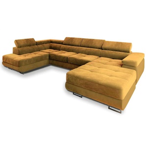 MASSENO Wohnlandschaft mit Schlaffunktion Casone ¦ gelb ¦ Maße (cm): B: 345 H: 90