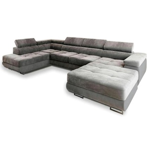 MASSENO Wohnlandschaft mit Schlaffunktion Casone ¦ grau ¦ Maße (cm): B: 345 H: 90