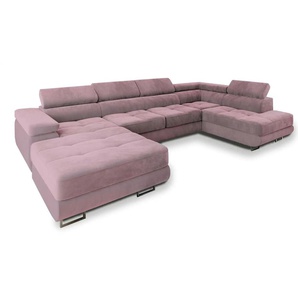 MASSENO Wohnlandschaft mit Schlaffunktion Casone - lila/violett - Materialmix - 345 cm - 90 cm | Möbel Kraft