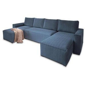 MASSENO Wohnlandschaft mit Schlaffunktion Aspra - blau - Materialmix - 295 cm - 85 cm | Möbel Kraft