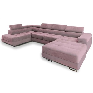 MASSENO Wohnlandschaft mit Schlaffunktion Casone - lila/violett - Materialmix - 345 cm - 90 cm | Möbel Kraft