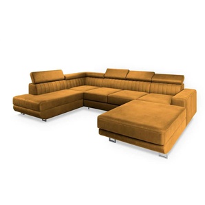 MASSENO Wohnlandschaft mit Schlaffunktion Siena ¦ gelb ¦ Maße (cm): B: 335 H: 89