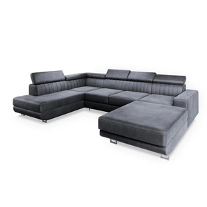 MASSENO Wohnlandschaft mit Schlaffunktion Siena ¦ grau ¦ Maße (cm): B: 335 H: 89