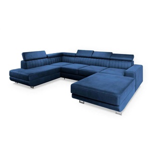 MASSENO Wohnlandschaft mit Schlaffunktion Siena ¦ blau ¦ Maße (cm): B: 335 H: 89