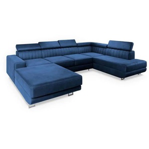 MASSENO Wohnlandschaft mit Schlaffunktion Siena - blau - Materialmix - 335 cm - 89 cm | Möbel Kraft