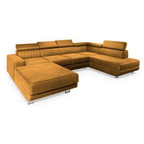 MASSENO Wohnlandschaft mit Schlaffunktion Siena ¦ gelb ¦ Maße (cm): B: 335 H: 89