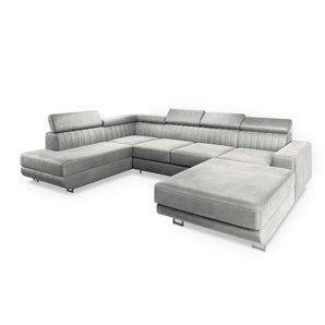 MASSENO Wohnlandschaft mit Schlaffunktion Siena ¦ grau ¦ Maße (cm): B: 335 H: 89