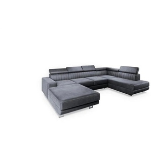 MASSENO Wohnlandschaft mit Schlaffunktion Siena ¦ grau ¦ Maße (cm): B: 335 H: 89