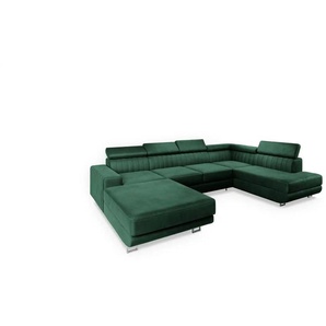 MASSENO Wohnlandschaft mit Schlaffunktion Siena ¦ grün ¦ Maße (cm): B: 335 H: 89