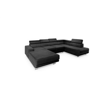 MASSENO Wohnlandschaft mit Schlaffunktion Siena - schwarz - Materialmix - 335 cm - 89 cm | Möbel Kraft