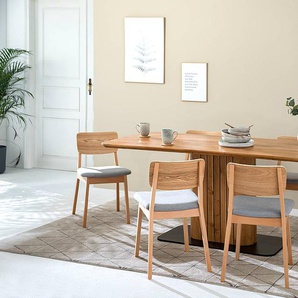 Massiver Esstisch 180 x 76 x 90cm Braun/Beige