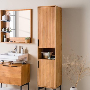 Massiver Hochschrank 41 x 200 x 38cm Braun