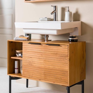 Massiver Waschbeckenunterschrank 80 x 66 x 38cm Braun