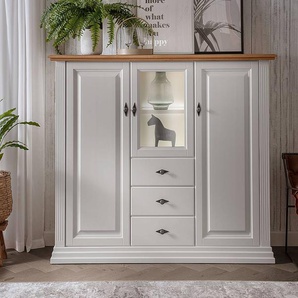 Massives Highboard Typ B 157 x 134 x 45cm Weiß