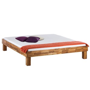 Massivholzbett AresWOOD 140 x 200cm Massivholz Eiche, geölt Braun/Eiche ohne Kopfteil Eiche