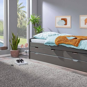 Massivholzbett Lena 90 x 200cm Massivholz Kiefer, lackiert Grau Kiefer