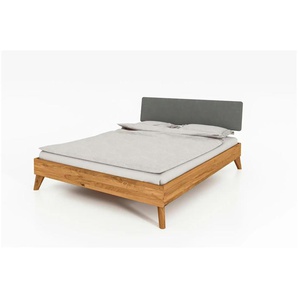 Massivholzbett mit gepolstertem Kopfteil Albert ¦ holzfarben ¦ Maße (cm): B: 95 H: 88