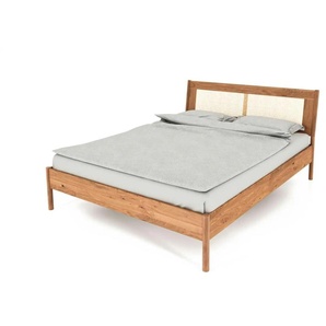 Massivholzbett mit gepolstertem Kopfteil - holzfarben - Materialmix - 185 cm - 95 cm | Möbel Kraft