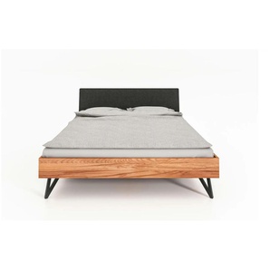 Massivholzbett mit gepolstertem Kopfteil Karl ¦ holzfarben ¦ Maße (cm): B: 180 H: 87