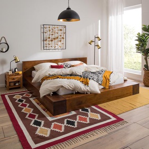 Massivholzbett Wicklewood 180 x 200cm Massivholz Mango, lackiert Braun/Mango Mango