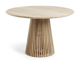 Massivholztisch mit Säulengestell runde Tischform