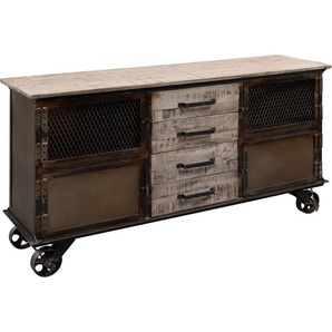 Massivmoebel24.de MASSIVMOEBEL24 Sideboard Mango 153x40x80 braun lackiert HEAVY INDUSTRY #253 09-312-677-0253