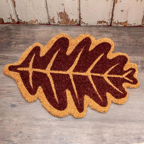 Matte für den Hauseingang, Türmatte im Landhausstil, aus Kokos, Herbstblattmotiv