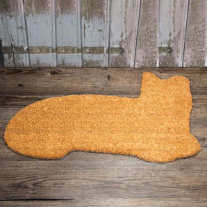 Matte für den Hauseingang, Türmatte im Landhausstil, aus Kokos, Katzenform