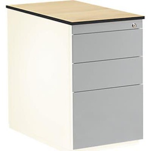 mauser Schubladencontainer, 708x800 mm, 2 Materialschübe, 1 Hängereg., weiß/alu/Ahorn 791021D4