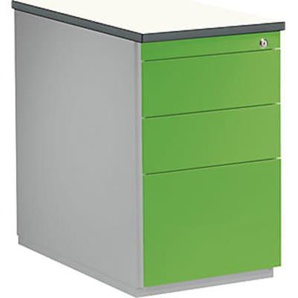 mauser Schubladencontainer, 720x800, 2 Materialschübe, 1 Hängereg., alu/gelbgrün/weiß 791007CP