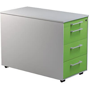 mauser Schubladencontainer auf Rollen, 570x800mm, 3 Schubl., alu/gelbgrün 791034D2