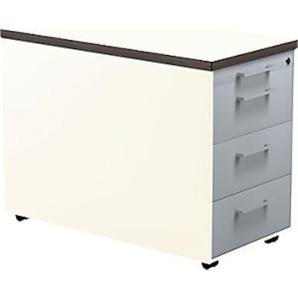 mauser Schubladencontainer auf Rollen, 579x800mm, 3 Schubl., reinweiß/alusilber/weiß 791026CO
