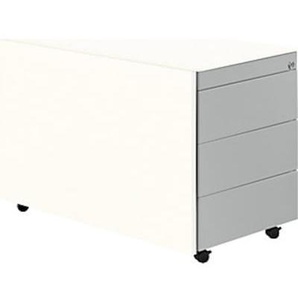 mauser Schubladencontainer mit Rollen, 570x800, Stahlpl., 3 Schubl. weiß/alu 791012D1