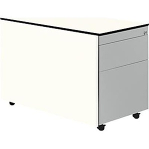 mauser Schubladencontainer mit Rollen, 573x800, 1 Materialschub, 1 Hängereg, weiß/alu 791019D5