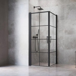 maw by GEO Eckdusche Bl4ckline, BxT: 100x100 cm, Einscheibensicherheitsglas, Antikalk-Beschichtung