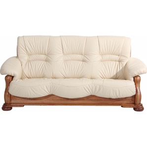 3-Sitzer MAX WINZER Texas Sofas Gr. B/H/T: 202 cm x 95 cm x 98 cm, NaturLEDER, beige 3-Sitzer Sofas mit dekorativem Holzgestell, Breite 202 cm