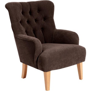 Chesterfield-Sessel MAX WINZER Bradley Sessel Gr. Luxus-Microfaser, B/H/T: 75 cm x 98 cm x 85 cm, braun Chesterfield Sessel mit edler Knopfheftung