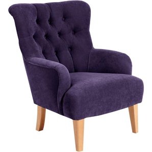 Chesterfield-Sessel MAX WINZER Bradley Sessel Gr. Luxus-Microfaser, B/H/T: 75 cm x 98 cm x 85 cm, lila (violett) Chesterfield Sessel mit edler Knopfheftung