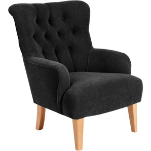 Chesterfield-Sessel MAX WINZER Bradley Sessel Gr. Luxus-Microfaser, B/H/T: 75 cm x 98 cm x 85 cm, schwarz Chesterfield Sessel mit edler Knopfheftung