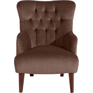 Chesterfield-Sessel MAX WINZER Bradley Sessel Gr. Samtvelours, B/H/T: 75 cm x 98 cm x 85 cm, braun Chesterfield Sessel mit edler Knopfheftung