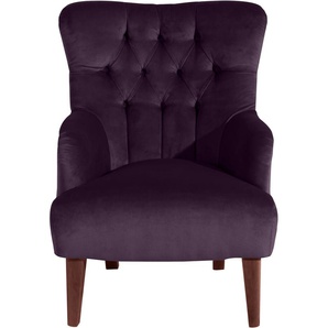 Chesterfield-Sessel MAX WINZER Bradley Sessel Gr. Samtvelours, B/H/T: 75 cm x 98 cm x 85 cm, lila (purple) Chesterfield Sessel mit edler Knopfheftung