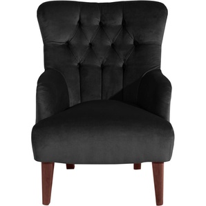 Chesterfield-Sessel MAX WINZER Bradley Sessel Gr. Samtvelours, B/H/T: 75 cm x 98 cm x 85 cm, schwarz Chesterfield Sessel mit edler Knopfheftung